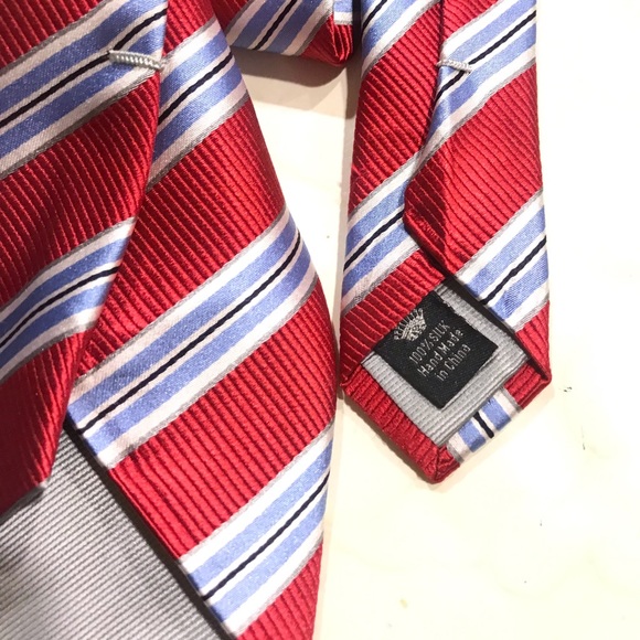 Countess Mara Red Blue Striped Tie - Picture 5 of 7